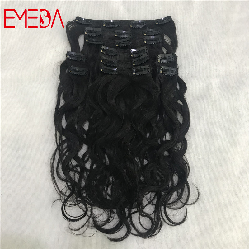 Best quality virgin natural clip in human hair extensions made in China for black girls YJ306